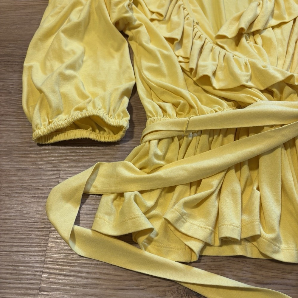 Lauren Ralph Lauren Yellow Ruffle Wrap Blouse - Picture 4 of 13